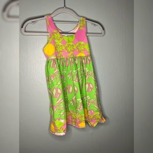 Corkys Kids green and pink print smocked dress